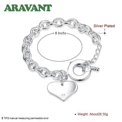 925 Silver Heart Bracelet for Women