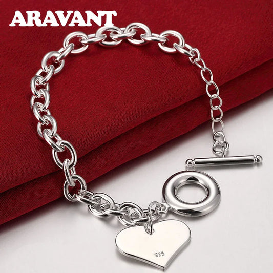 925 Silver Heart Bracelet for Women