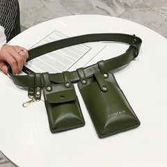 Women Leather Fanny Pack Waterproof Waist Bag Multi-pocket
