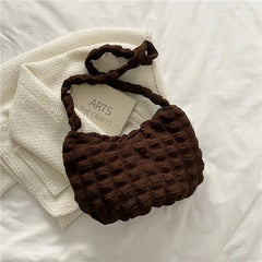 Women Bubble Bags Solid Portable Shoulder Bags Lady Casual Tote Bags