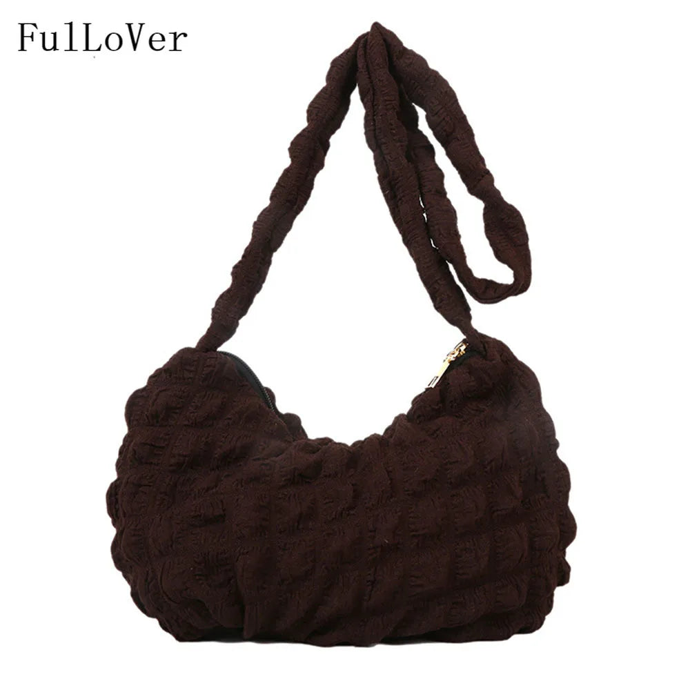 Women Bubble Bags Solid Portable Shoulder Bags Lady Casual Tote Bags