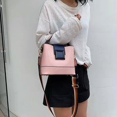 Women Bucket Bag Temperament PU Leather Messenger Bag