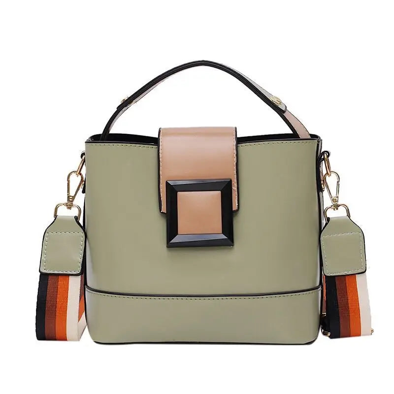 Women Bucket Bag Temperament PU Leather Messenger Bag