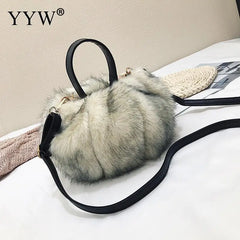 Leopard Print Bucket Bag Plush Shoulder Tote Crossbody Winter Handbag