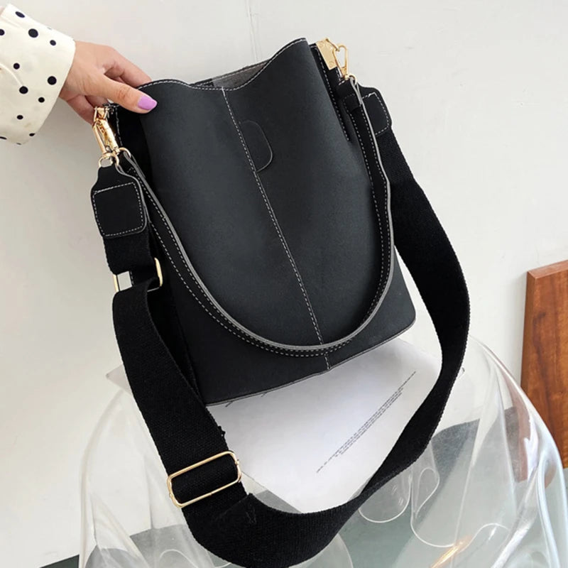 Women Bucket Bag PU Leather Shoulder Bag Large Capacity Lady Crossbody Bags