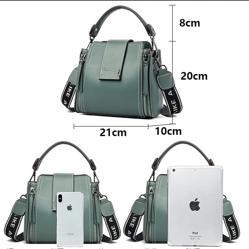 Women Bucket Leather Bag Single Shoulder Shopping Handbags