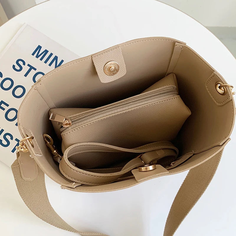 Women Shoulder Bag PU Leather Totes Crossbody Handbag 2Pcs bolsos