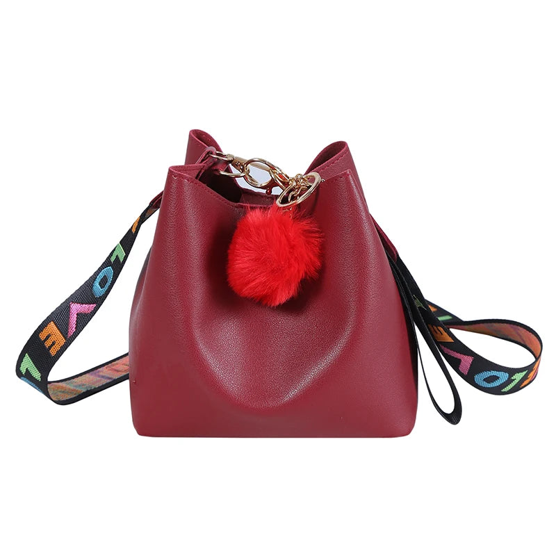 Colorful Strap Women's Shoulder Bag PU Leather Crossbody Messenger