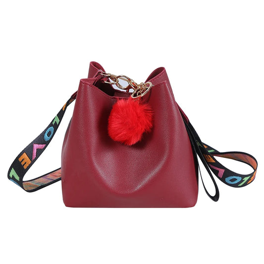 Colorful Strap Women's Shoulder Bag PU Leather Crossbody Messenger