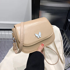 Women Butterfly Shoulder Crossbody Bag Solid Leather Flap