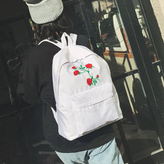 Floral Canvas Backpack Anti-theft School Bags Multifunction Rucksack