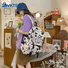 Canvas Backpack Animal Print School Bag for Ladies