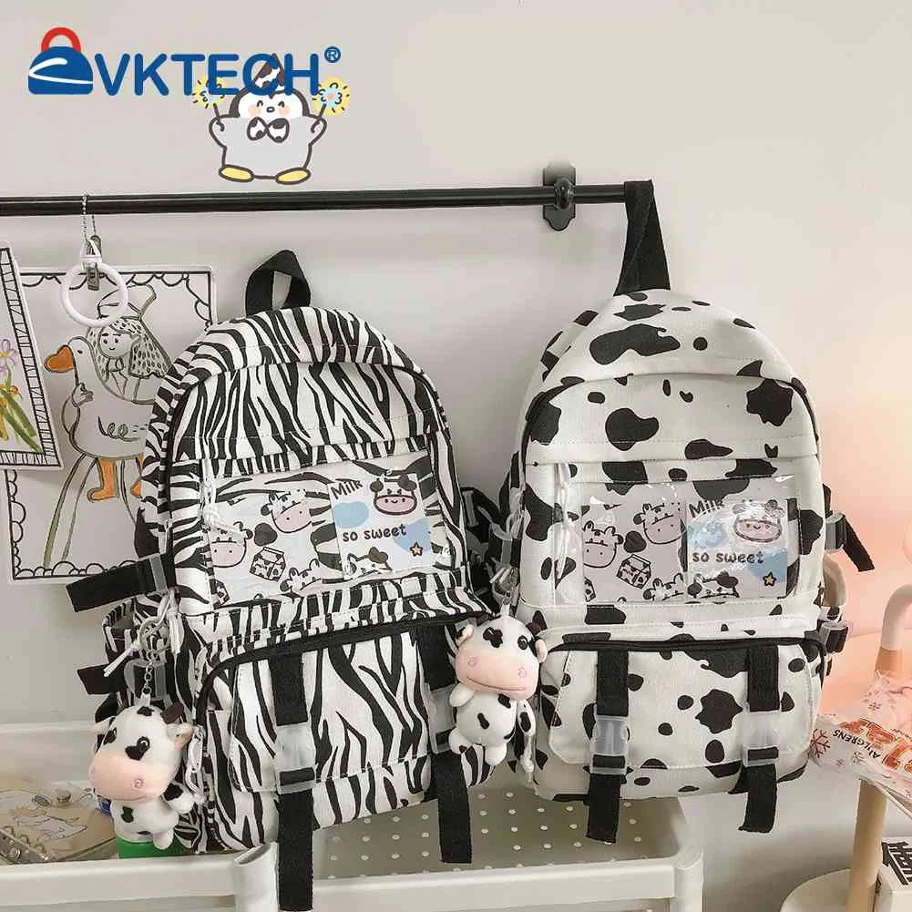 Canvas Backpack Animal Print School Bag for Ladies