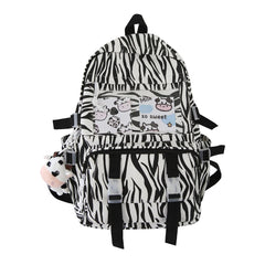 Women Canvas Backpacks Cow Printing Funny College Rucksack Large Capacity