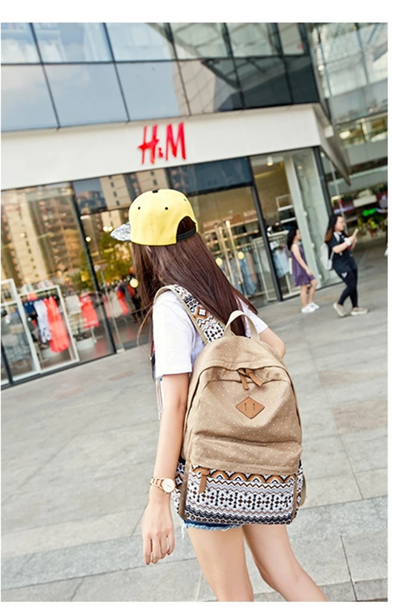Women Canvas Backpacks School bags for Teenagers Girls Large Travel Rucksack