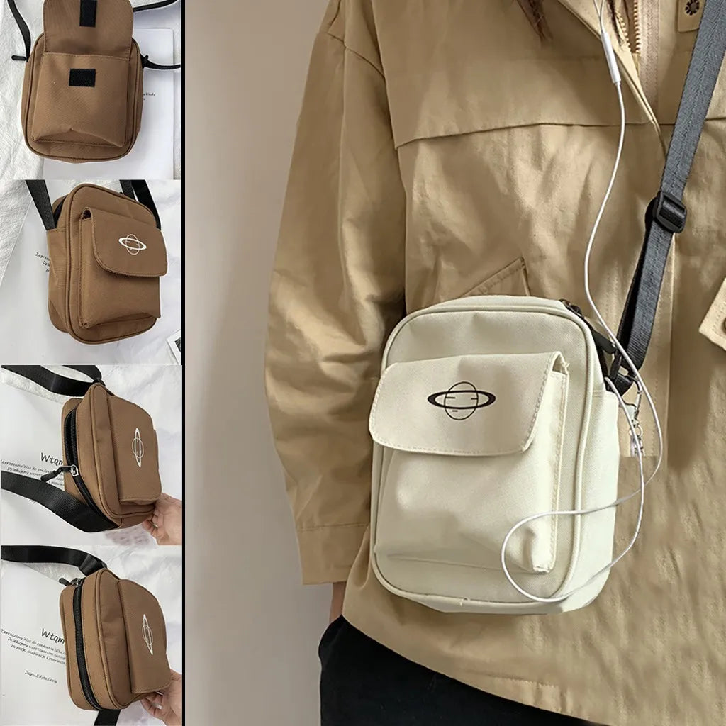 Canvas Shoulder Bag Preppy Style Travel Crossbody Purse
