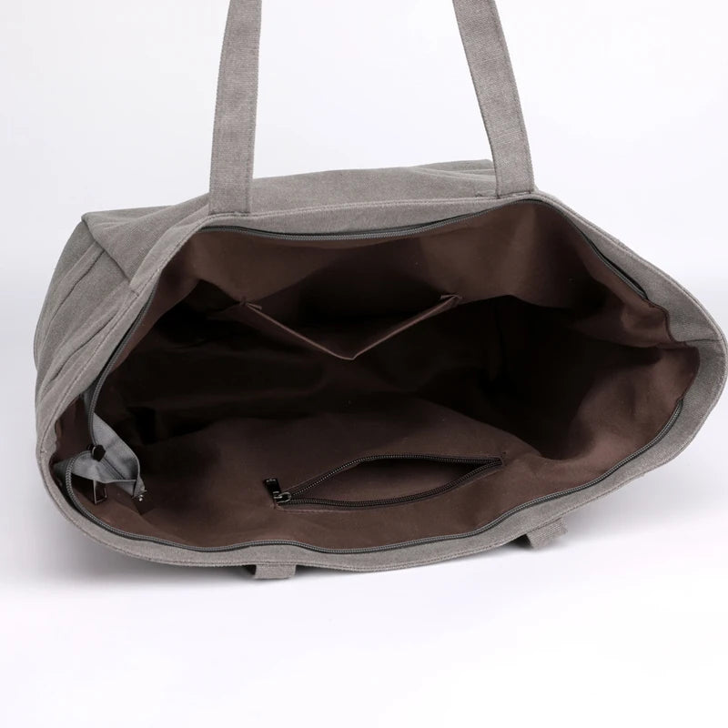 Canvas Crossbody Bag Solid Zipper Messenger Bag for Girls