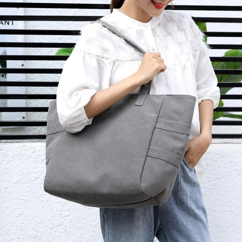 Canvas Crossbody Bag Solid Zipper Messenger Bag for Girls