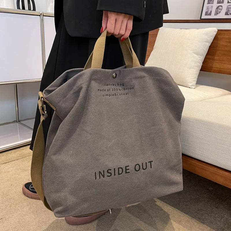 Women Canvas Big Shopping Bag Solid Print Female Cotton Cloth Shoulder Bag