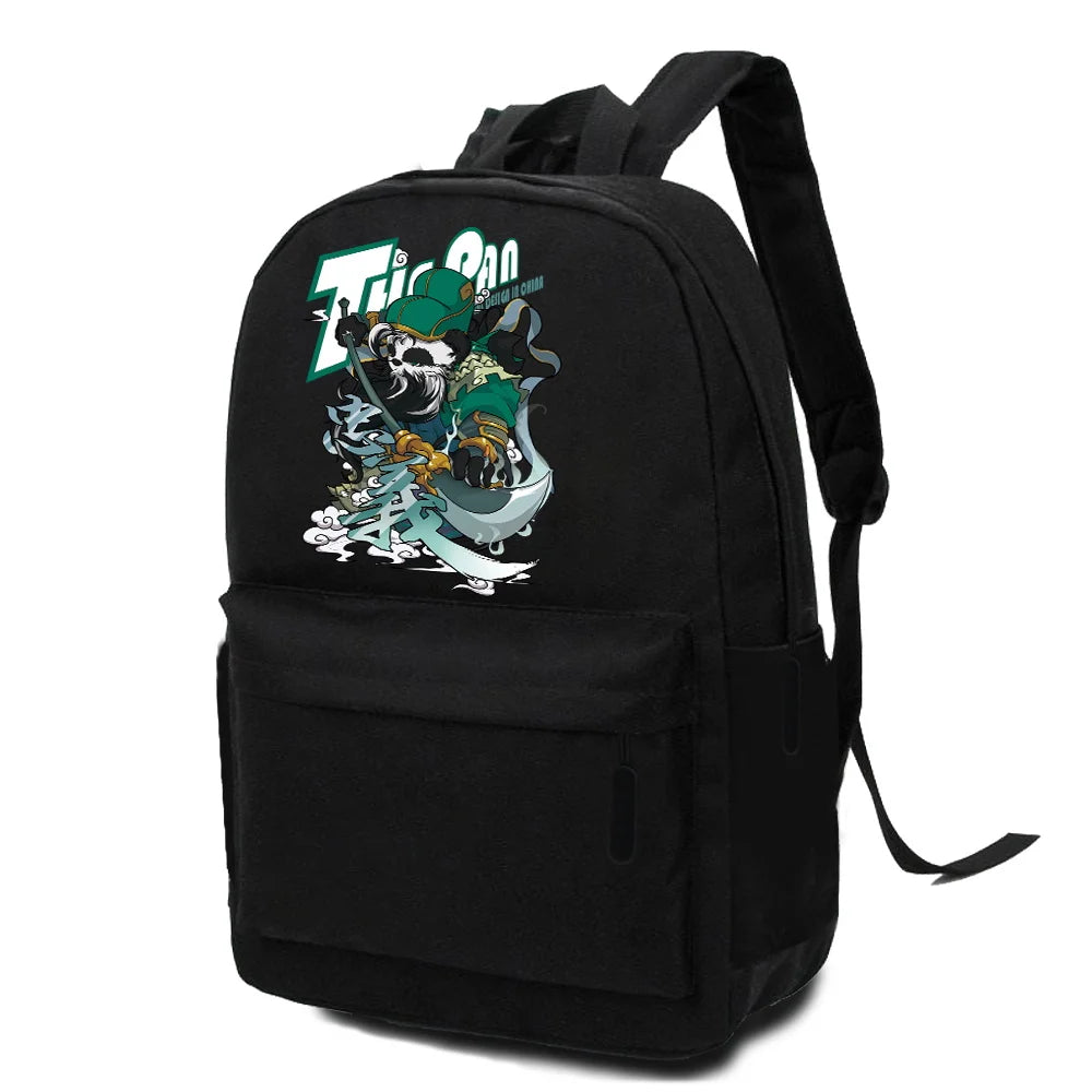 Canvas Backpack School Bags Samurai Printing Large Shoulder Bag