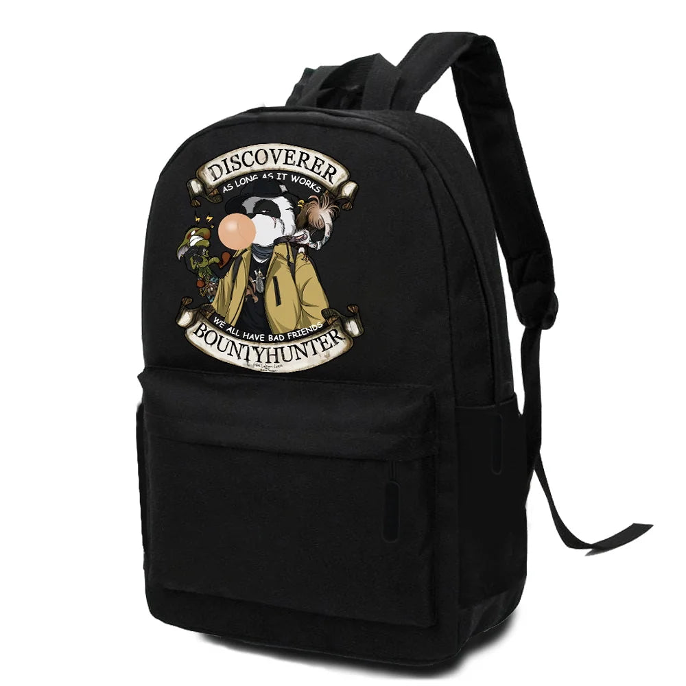 Canvas Backpack School Bags Samurai Printing Large Shoulder Bag