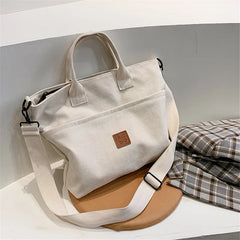 Women Canvas Handbag Shoulder Bag Solid Crossbody Bag Casual Tote