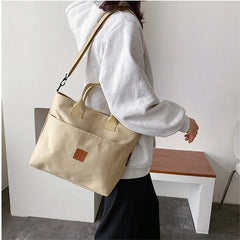 Women Canvas Handbag Shoulder Bag Solid Crossbody Bag Casual Tote