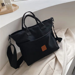 Women Canvas Handbag Shoulder Bag Solid Crossbody Bag Casual Tote
