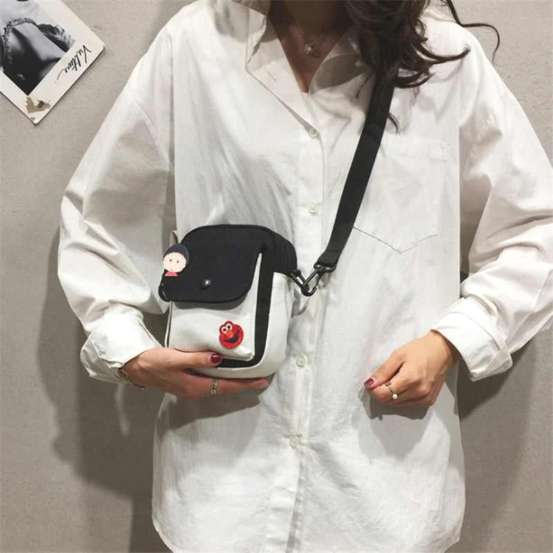 Canvas Mini Crossbody Student Bag Small Shoulder Phone Bag