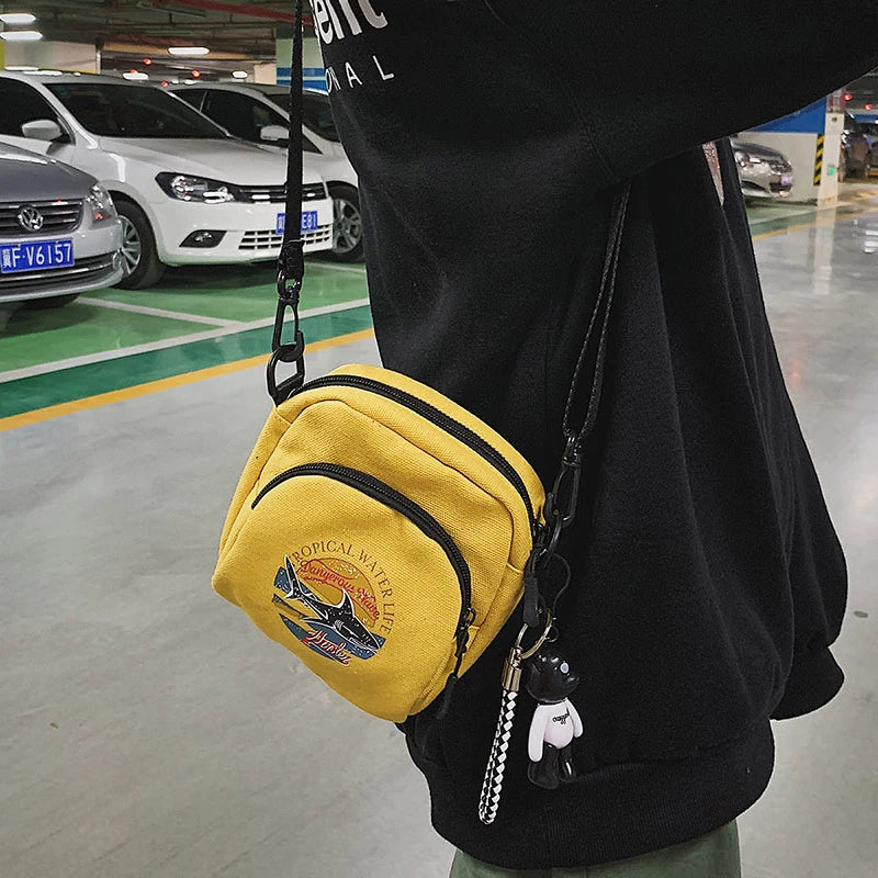 Women Canvas Mini Handbag Student Bag Cell Phone Crossbody Casual Shoulder