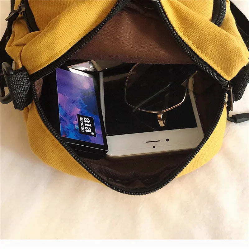Women Canvas Mini Handbag Student Bag Cell Phone Crossbody Casual Shoulder