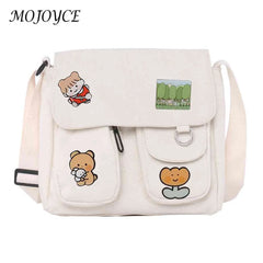 Women Canvas Harajuku Crossbody Tote for Outdoor Traveling