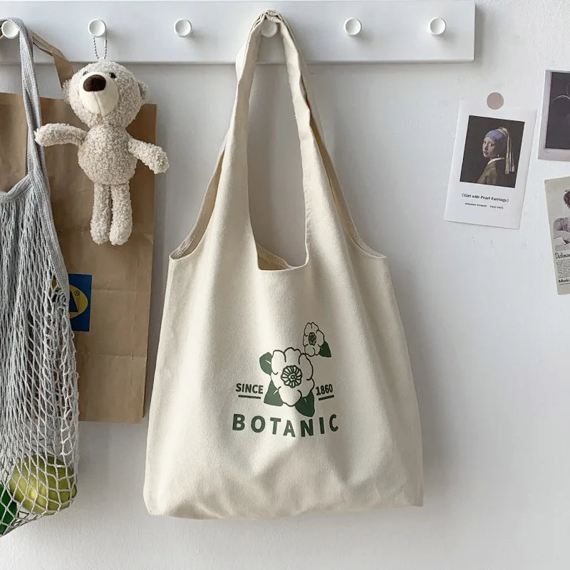 Canvas Flower Tote Shopper Bag Eco Reusable Shopping Bag Girl Beach Travel
