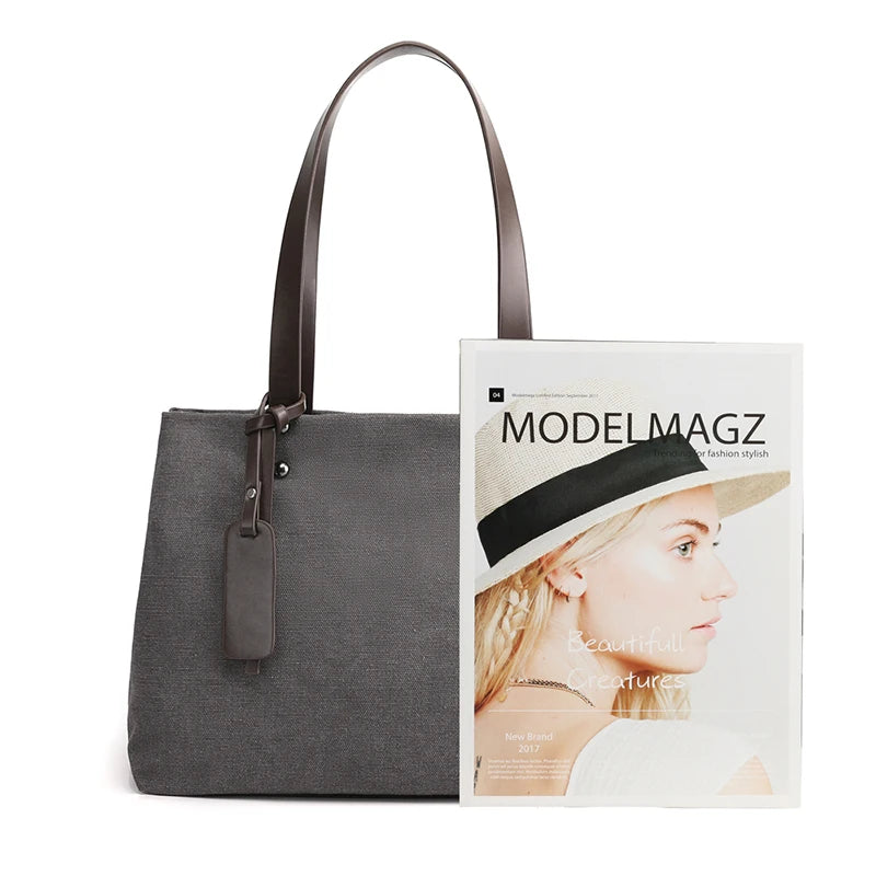 Women Canvas Shopping Bag High Handbag Girl Large-Capacity Shoulder Bag