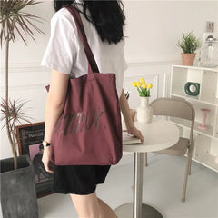 Women Canvas Shopping Bag Female Cloth Shoulder Bag Environmental Storage Handba