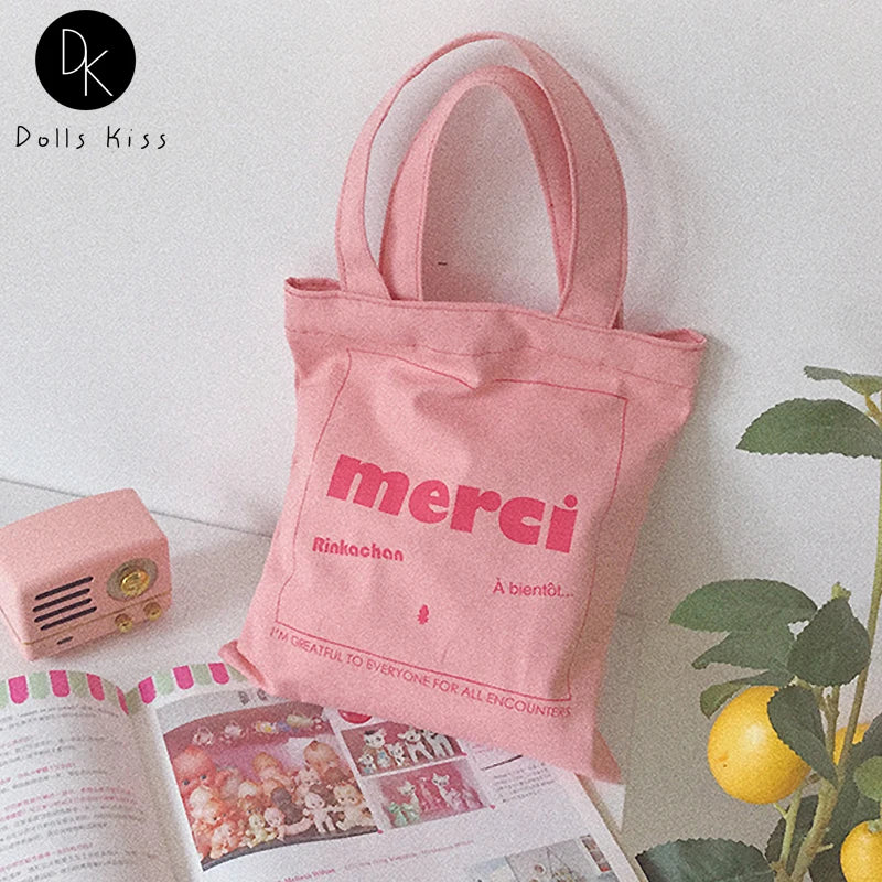 Sweet Embroidered Canvas Shopping Bag for Women