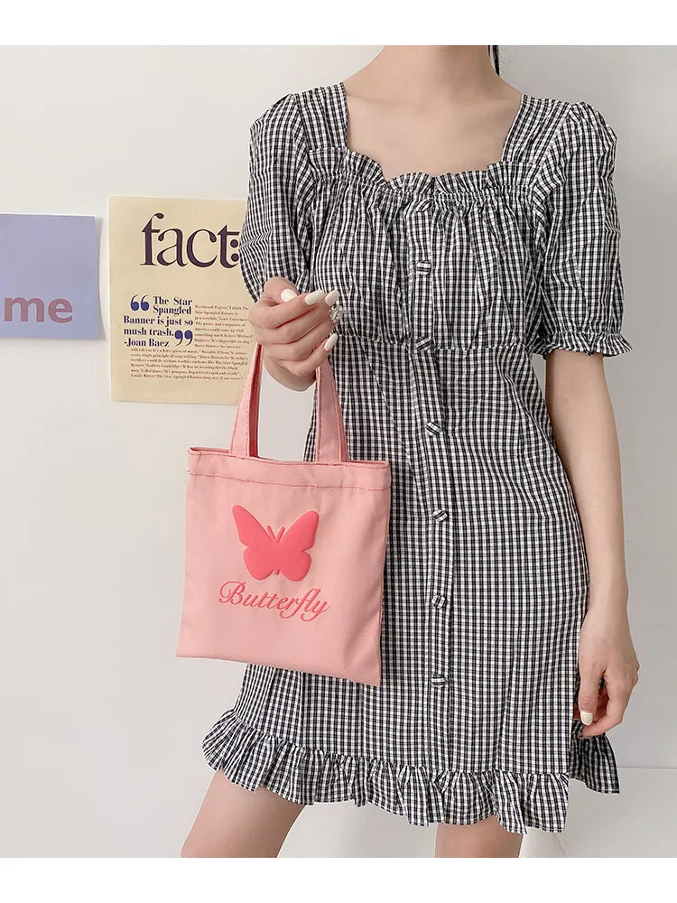 Sweet Embroidered Canvas Shopping Bag for Women