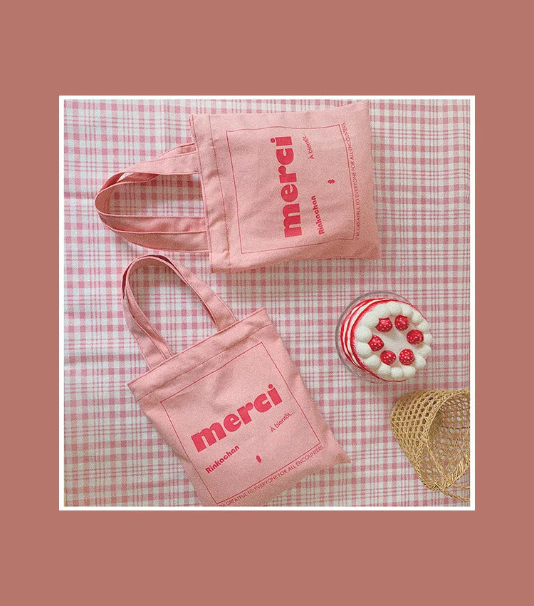 Sweet Embroidered Canvas Shopping Bag for Women