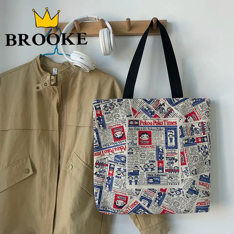 Women Canvas Shopping Bags Eco Reusable Foldable Shoulder Bags