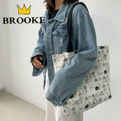 Women Canvas Shopping Bags Eco Reusable Foldable Shoulder Bags