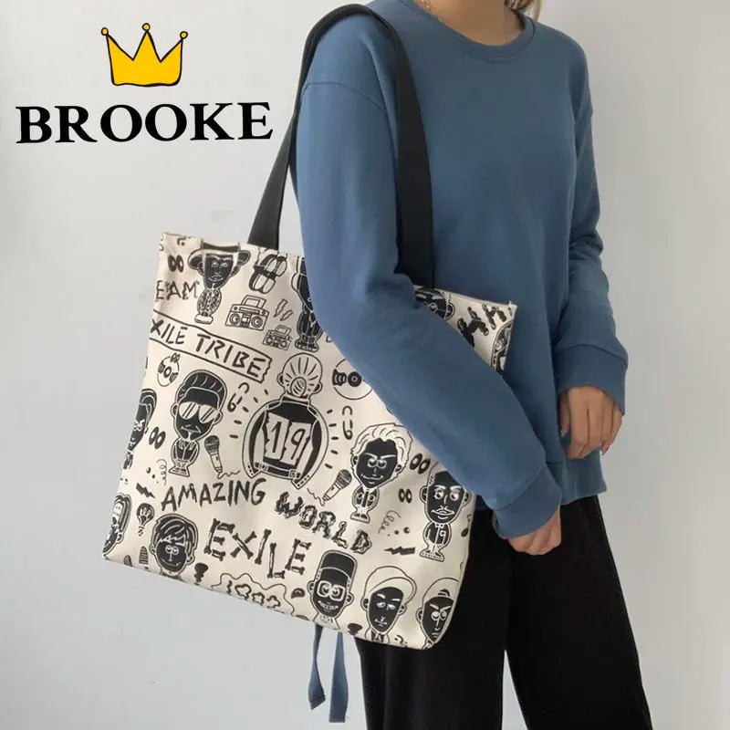 Women Canvas Shopping Bags Eco Reusable Foldable Shoulder Bags