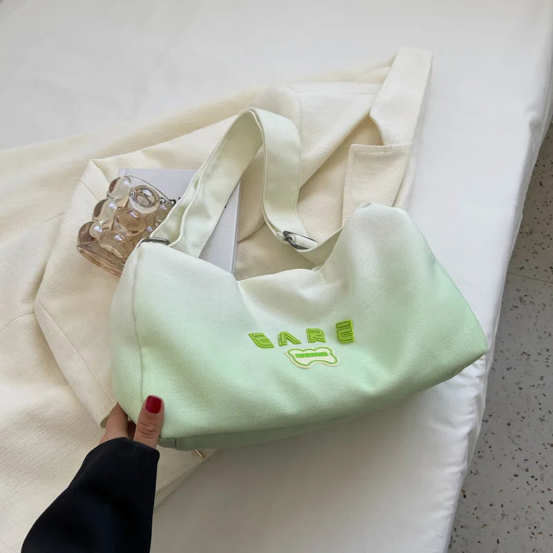 Canvas Shoulder Bag Gradient Large Capacity Girl Casual Handbag