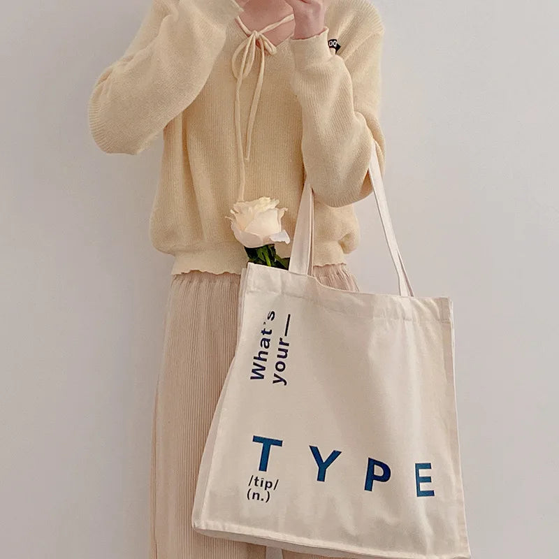Canvas Shoulder Bag Large Capacity Totes Casual Handbags Girls Book Bags