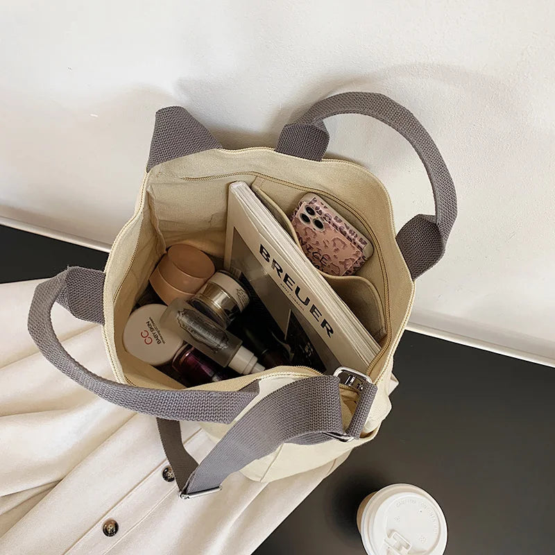 Canvas Shoulder Bag Vintage Crossbody Large Tote Bag