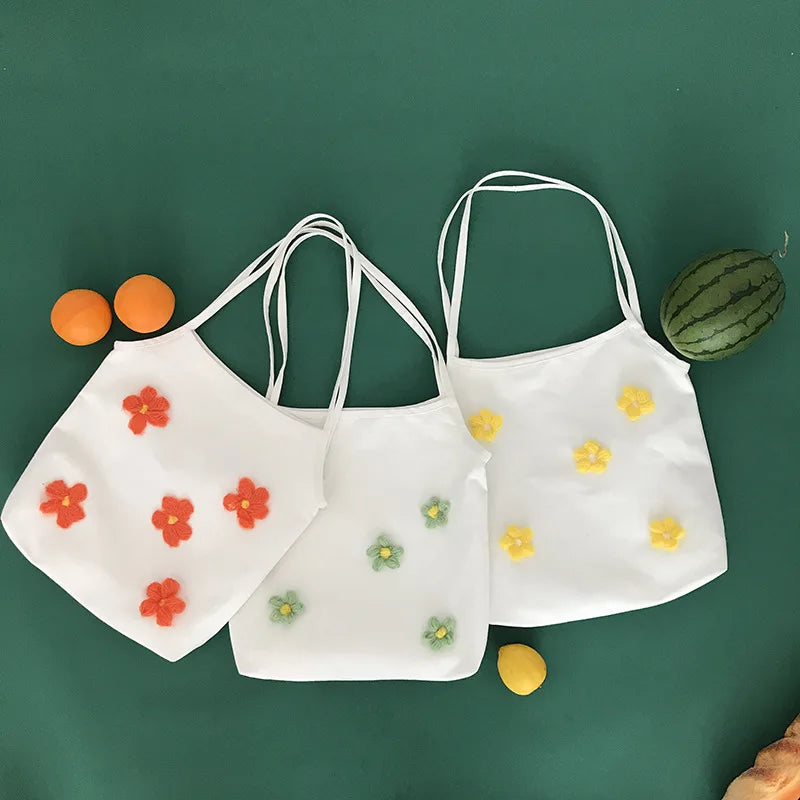 Lovely Flower Canvas Shoulder Bag for Women