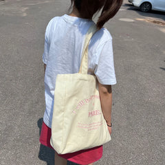 Embroidered Canvas Shoulder Bag for Women