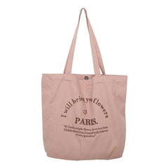 Canvas Explore Paris Shoulder Bag with 3D Embroidery