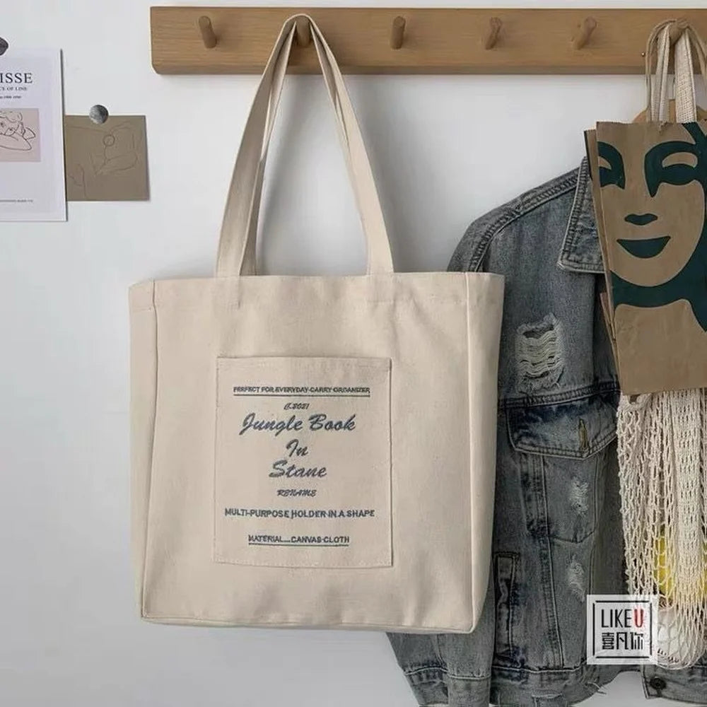 Jungle Book Canvas Shoulder Bag for Women Casual Handbag Tote