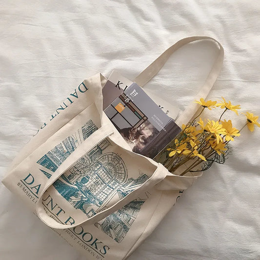 Women Canvas Shoulder Bag Daunt Books Shopping Bags