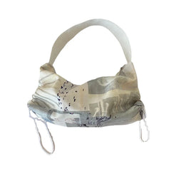 Paris Letters Print Canvas Shoulder Bag Eco Drawstring Shopping Handbag